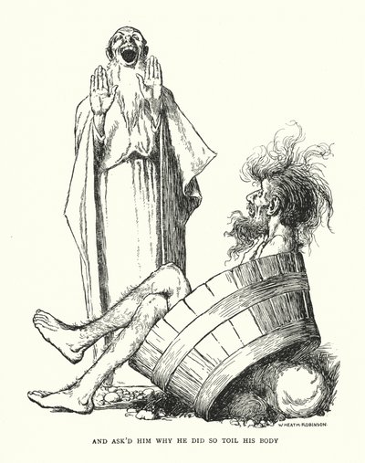 并问他为什么要这么劳累身体（石版画） 作者 威廉·希思·罗宾逊