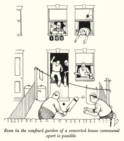 Even in the confined garden of a converted house communal sport is possible (litho) 作者 威廉·希思·罗宾逊