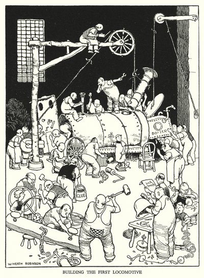 Illustration for Railway Ribaldry by W Heath Robinson (litho) 作者 威廉·希思·罗宾逊