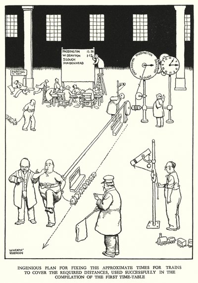 Illustration for Railway Ribaldry by W Heath Robinson (litho) 作者 威廉·希思·罗宾逊