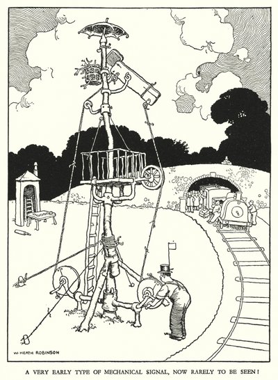 Illustration for Railway Ribaldry by W Heath Robinson (litho) 作者 威廉·希思·罗宾逊