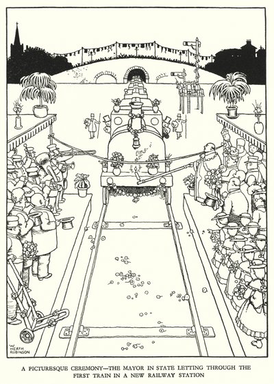 Illustration for Railway Ribaldry by W Heath Robinson (litho) 作者 威廉·希思·罗宾逊