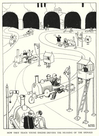 Illustration for Railway Ribaldry by W Heath Robinson (litho) 作者 威廉·希思·罗宾逊