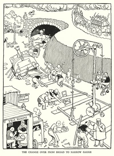 W Heath Robinson 为铁路 Ribaldry 绘制的插图（石版画） 作者 威廉·希思·罗宾逊
