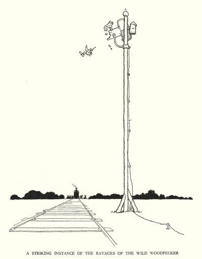 罗宾逊（W Heath Robinson）为《铁道兵》绘制的插图（平版）。 作者 威廉·希思·罗宾逊