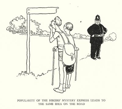 罗宾逊（W Heath Robinson）为《铁道兵》绘制的插图（平版）。 作者 威廉·希思·罗宾逊