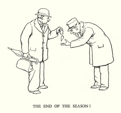 罗宾逊（W Heath Robinson）为《铁道兵》绘制的插图（平版）。 作者 威廉·希思·罗宾逊