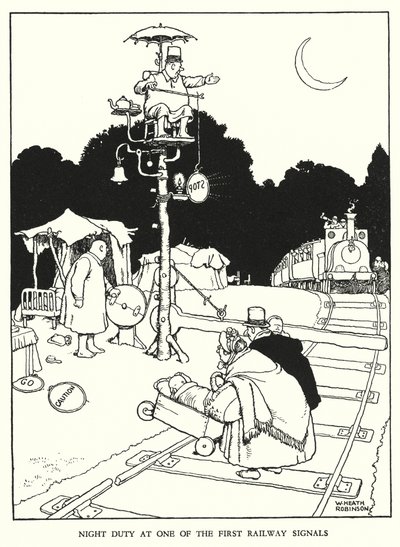 W Heath Robinson 的铁路 Ribaldry 插图（石版画） 作者 威廉·希思·罗宾逊