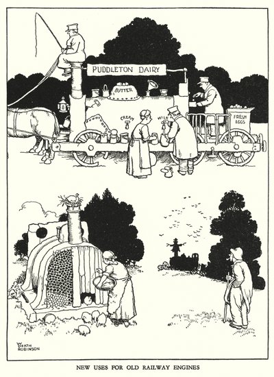 W Heath Robinson 的铁路 Ribaldry 插图（石版画） 作者 威廉·希思·罗宾逊