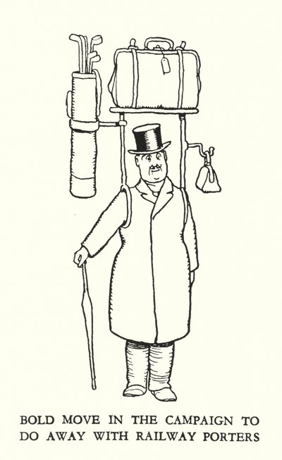 W Heath Robinson 的铁路 Ribaldry 插图（石版画） 作者 威廉·希思·罗宾逊