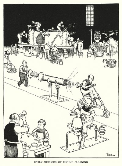 罗宾逊（W Heath Robinson）为《铁道兵》绘制的插图（平版）。 作者 威廉·希思·罗宾逊