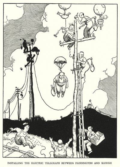 Illustration for Railway Ribaldry by W Heath Robinson (litho) 作者 威廉·希思·罗宾逊