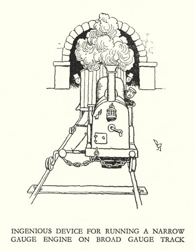 罗宾逊（W Heath Robinson）为《铁道兵》绘制的插图（平版）。 作者 威廉·希思·罗宾逊