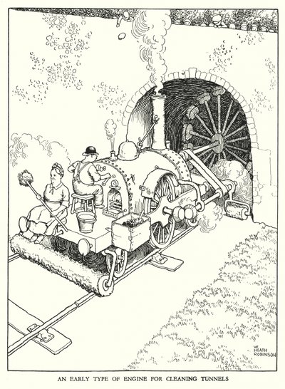 Illustration for Railway Ribaldry by W Heath Robinson (litho) 作者 威廉·希思·罗宾逊