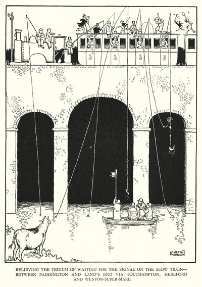 Illustration for Railway Ribaldry by W Heath Robinson (litho) 作者 威廉·希思·罗宾逊