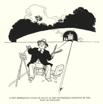 Illustration for Railway Ribaldry by W Heath Robinson (litho) 作者 威廉·希思·罗宾逊