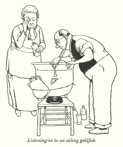 倾听生病的金鱼（石膏板）。 作者 威廉·希思·罗宾逊