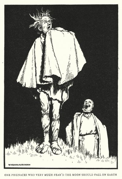 一只非常害怕月亮的凤凰会落在地球上（石版画） 作者 威廉·希思·罗宾逊