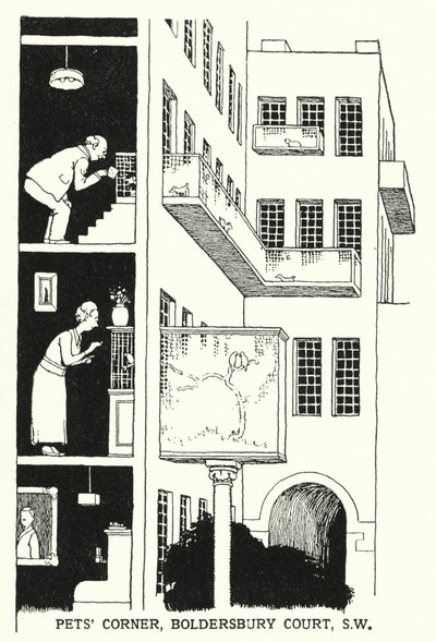 宠物角，博德斯伯里法院，西南（石版画） 作者 威廉·希思·罗宾逊