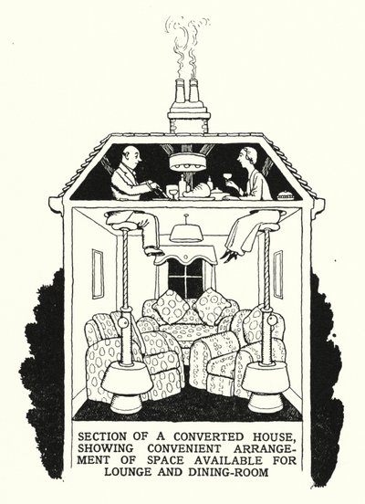 Section of a Converted House, Showing Convenient Arrangement of Space Available for Lounge and Dining-Room (litho) 作者 威廉·希思·罗宾逊