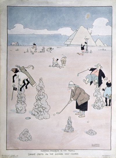 Summer Troubles in the Tropics - Snake Casts on the Sahara Golf Course (pen, ink and watercolor) 作者 威廉·希思·罗宾逊