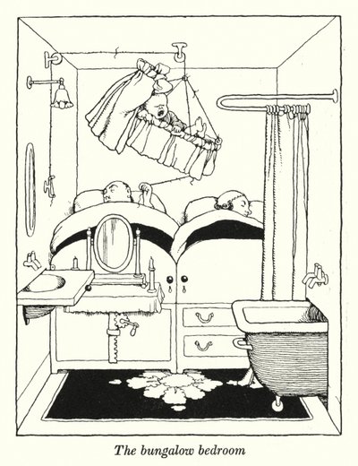 平房卧室（石版画） 作者 威廉·希思·罗宾逊