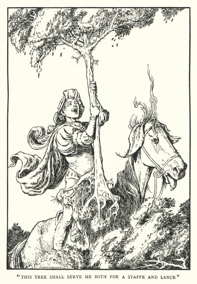 "这棵树将为我服务，既是杖又是枪"（Litho）。 作者 威廉·希思·罗宾逊