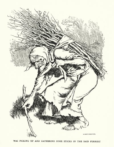 在所说的 forrest (litho) 中捡起并收集一些木棍 作者 威廉·希思·罗宾逊