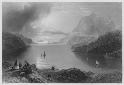 鹰山，Killeries，Connemara（雕刻）。 作者 威廉·亨利（后）巴特利特