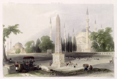 Atkidan的一个埃及方尖碑，或伊斯坦布尔的Hippodrome，由GK Richardson雕刻，1850年（aquatint） 作者 威廉·亨利·巴特利特