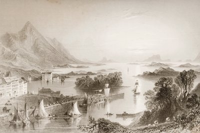 从梅奥郡韦斯特波特看到的Clew Bay，来自1960年代George Virtue的“爱尔兰的风景和古物” 作者 威廉·亨利·巴特利特