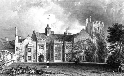 Horeham Hall，位于埃塞克斯郡Thaxted附近，由John Carr Armytage雕刻，1831年 作者 威廉·亨利·巴特利特