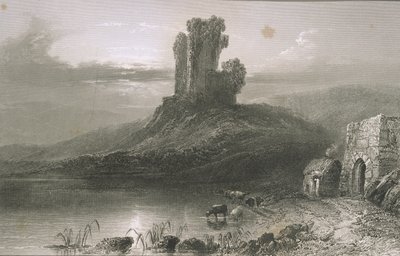 爱尔兰科克郡的Kilcolman城堡，来自George Virtue的“爱尔兰的风景和古物”，1860年代 作者 威廉·亨利·巴特利特