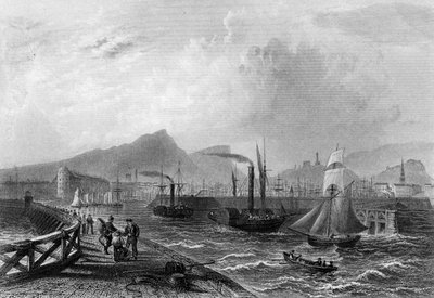 Leith Pier和Harbour，由Robert Wallis雕刻，1820年 作者 威廉·亨利·巴特利特