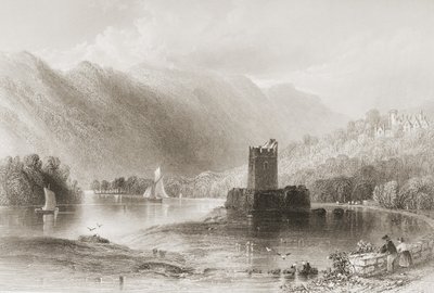 狭窄的城堡，北爱尔兰郡，来自&39;爱尔兰的风景和古物&39;，由George Virtue，1860年代 作者 威廉·亨利·巴特利特