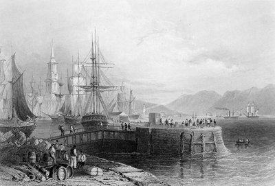 格拉斯哥港，由JW Appleton雕刻，1841年（雕刻） 作者 威廉·亨利·巴特利特