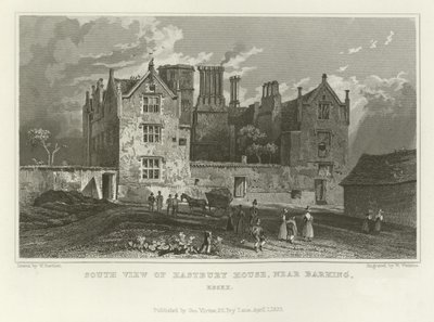 Eastbury House的南视图，靠近Barking，Essex 作者 William Henry Bartlett