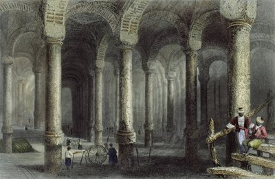 Bin-Veber-Direg蓄水池，或伊斯坦布尔的千人一号，由J. Carter雕刻，1850年（aquatint） 作者 威廉·亨利·巴特利特