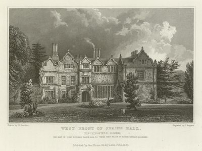 西班牙西部大厅，Finchingfield，Essex，John Ruggles Brice的座位，Esquire 作者 威廉·亨利·巴特利特