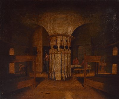 营房的内部，可能位于马泰洛塔内，约 1812 年（布面油画） 作者 威廉亨利福特