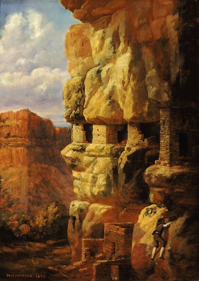 科罗拉多州里奥曼科斯河上的悬崖小屋 作者 William Henry Holmes
