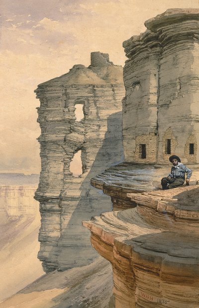 科罗拉多州里奥曼科斯河上的悬崖小屋 作者 William Henry Holmes