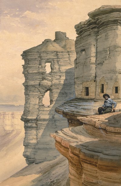 科罗拉多州曼科斯河上的悬崖屋，1878年。 作者 威廉·亨利·福尔摩斯