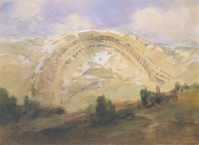 折叠的地层，一个伟大的地质拱门，科罗拉多州，1874年。 作者 威廉·亨利·福尔摩斯