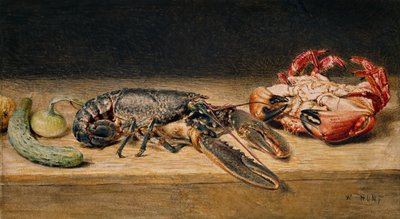 龙虾，螃蟹和黄瓜，1827年 作者 威廉·亨利·亨特