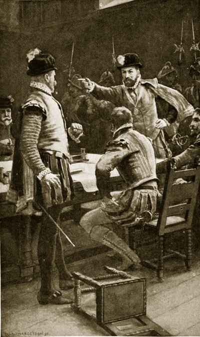 摄政王马瑞逮捕了他的敌人，1569年，“哈钦森的英国民族故事”中的插图，c.1923 作者 威廉·亨利·马格森