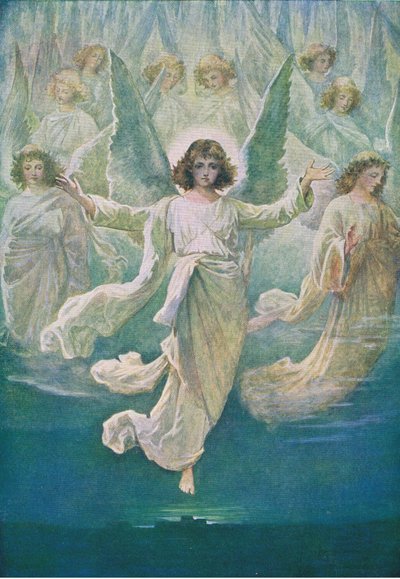 天使合唱团，来自托马斯·尼尔森出版的“圣经图画书”，1950年 作者 威廉·亨利·马格森