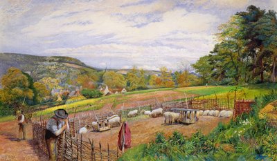 修补羊圈，1858年 作者 威廉·亨利·米莱斯