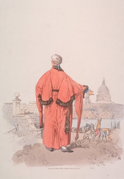 穿着市民服装的阿尔德曼望向圣保罗大教堂，伦敦，1805年 作者 威廉·亨利·佩恩