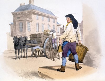 垃圾收集者，来自英国的服饰，酒吧。作者：亨利米勒，1805年（手工彩色印刷） 作者 威廉·亨利·佩恩